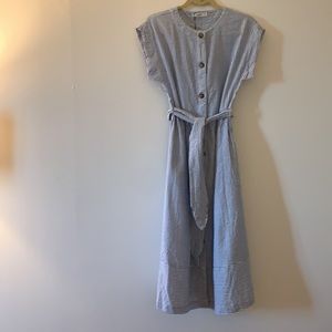 NWT Mango Button Front Self Tie Midi Dress